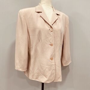Josephine Chaus 12 Pink Silk Blend Blazer Suit Jacket Classy Business Academia